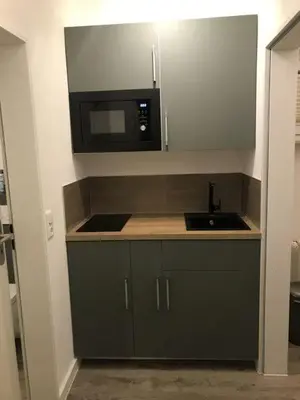 Küche/Küchenzeile in der Unterkunft Tiny Apartment Bad Harzburg Leihfahrräder gratis Shuttleservice