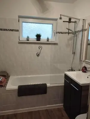 Ein Badezimmer in der Unterkunft Tiny Apartment Bad Harzburg Leihfahrräder gratis Shuttleservice