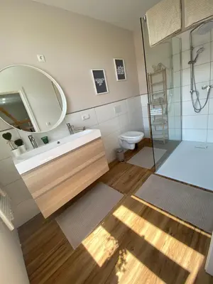 Ein Badezimmer in der Unterkunft Ferienwohnung Bergblick