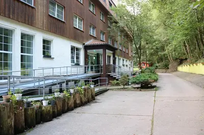 Ein Garten an der Unterkunft Waldhotel Harz Ilsenburg