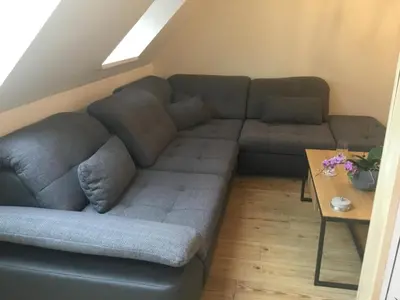 Ein Sitzbereich in der Unterkunft Atelier Wolkenschloss