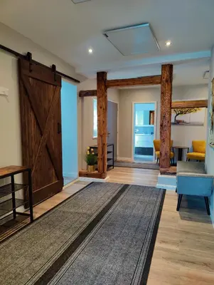 Ein Bett oder Betten in einem Zimmer der Unterkunft Tolles schönes Ferienhaus mit großer Grillterrasse für 12 Personen im Harz