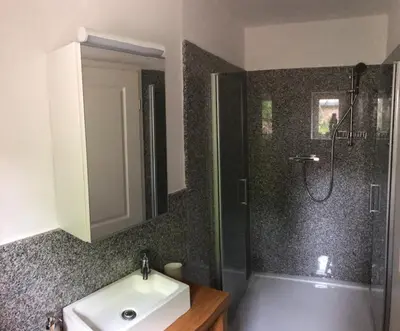 Ein Badezimmer in der Unterkunft Ferienhaus Schloßblick
