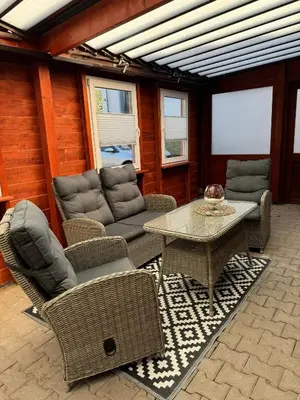 Ein Sitzbereich in der Unterkunft Ferienwohnung Neue Quickbox