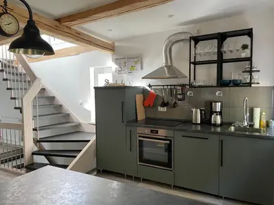 Küche/Küchenzeile in der Unterkunft Ferienwohnung Hohensee 1.OG