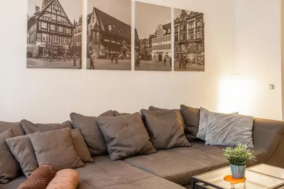 Ein Sitzbereich in der Unterkunft Ferienwohnung zum rost'gen Potte I