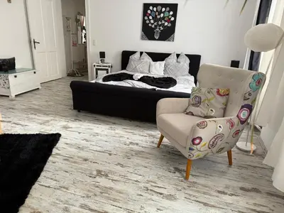 Ein Sitzbereich in der Unterkunft Ferienwohnung Roxana Stadtkern von Quedlinburg 55qm