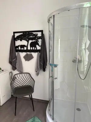 Ein Badezimmer in der Unterkunft Ferienwohnung Roxana Stadtkern von Quedlinburg 55qm