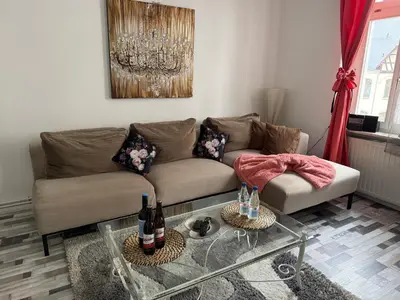 Ein Sitzbereich in der Unterkunft Ferienwohnung Roman Stadtkern von Quedlinburg 80qm