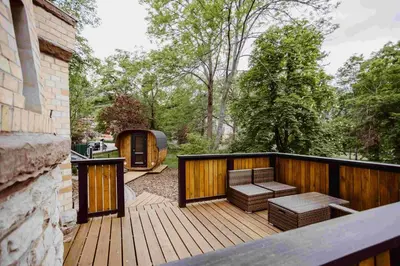 Ein Balkon oder eine Terrasse in der Unterkunft Ferienwohnung Wasserturm Thale