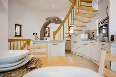 Küche/Küchenzeile in der Unterkunft Ferienwohnung Wasserturm Thale