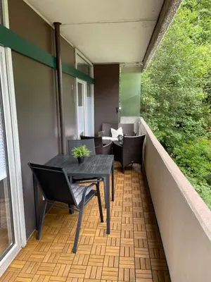 Ein Balkon oder eine Terrasse in der Unterkunft Waldoase II inkl Sauna-und Schwimmbadnutzung