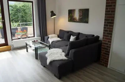 Ein Sitzbereich in der Unterkunft Ferienwohnung Lechsner