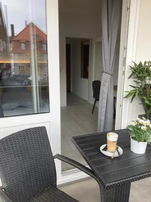 Ein Sitzbereich in der Unterkunft Hostel Harzer Hof