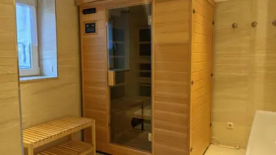 Ein Badezimmer in der Unterkunft WeisseVilla Friedrichsbrunn Fewo SOLIDE