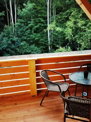 Ein Balkon oder eine Terrasse in der Unterkunft Ferienwohnungen im Mühlental