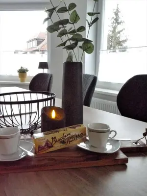 Kaffee-/Teezubehör in der Unterkunft FeWo Sonnenschein mit Whirlpoolbadewanne #Innestadtnähe#Netflix von Harztraveler