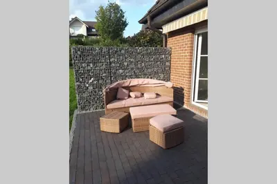 Ein Sitzbereich in der Unterkunft Bunte Stube