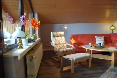 Ein Sitzbereich in der Unterkunft Haus Larrelt