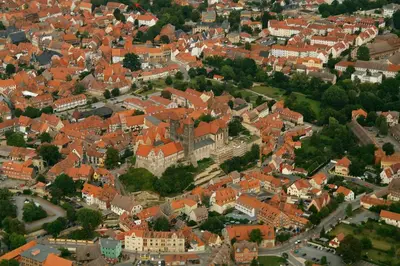 Ein allgemeiner Blick auf Quedlinburg oder ein Stadtblick von der Ferienwohnung aus