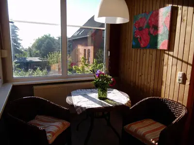 Ein Sitzbereich in der Unterkunft Ferienwohnung Markert