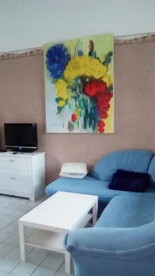 Ein Sitzbereich in der Unterkunft Ferienwohnung Markert
