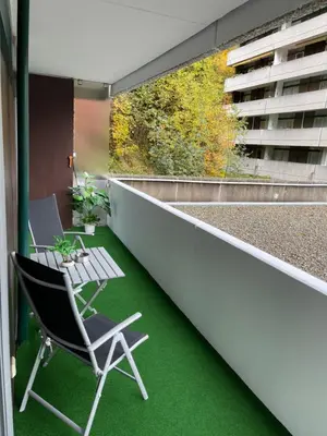 Ein Balkon oder eine Terrasse in der Unterkunft Ferienwohnung Linda incl Pool, Sauna & Tiefgarage