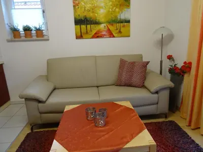 Ein Sitzbereich in der Unterkunft Ferienwohnung Am Wildmeisterweg