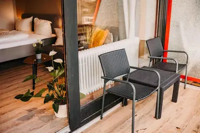 Ein Sitzbereich in der Unterkunft Haus am See HS 721 B