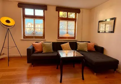 Ein Sitzbereich in der Unterkunft Ferienwohnung am Quedlinburger Stadtbad