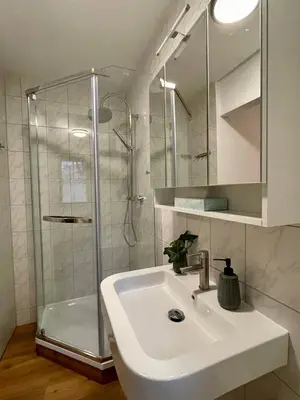 Ein Badezimmer in der Unterkunft Ferienwohnung am Quedlinburger Stadtbad