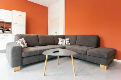 Ein Sitzbereich in der Unterkunft WR Rote Ferienwohnung in der alten Apotheke
