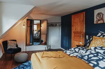 Ein Bett oder Betten in einem Zimmer der Unterkunft Hütte54