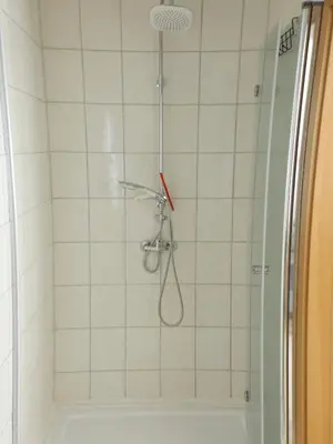 Ein Badezimmer in der Unterkunft Harzhaus Bungalow Waldblick