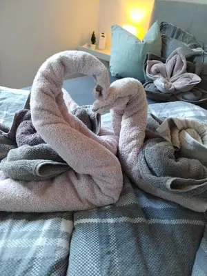 Ein Bett oder Betten in einem Zimmer der Unterkunft FeRo´s Ferienwohnung