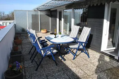 Ein Balkon oder eine Terrasse in der Unterkunft Fewo Penthouse am Wildpark