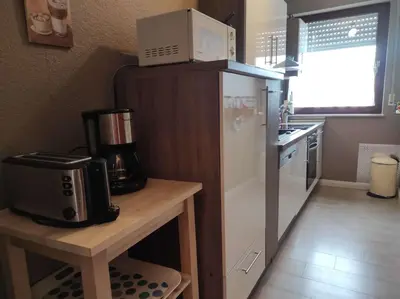 Küche/Küchenzeile in der Unterkunft Ferienwohnung Rehkitz