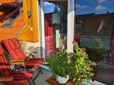 Ein Balkon oder eine Terrasse in der Unterkunft Ferienwohnungen Burgfried