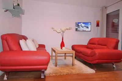 Ein Sitzbereich in der Unterkunft Der Buchenhof