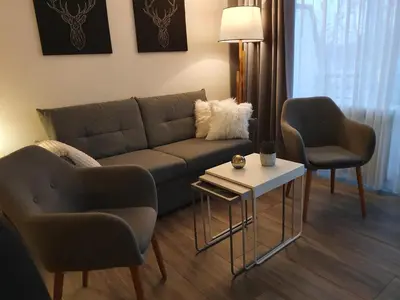 Ein Sitzbereich in der Unterkunft Apartment am Bocksberg