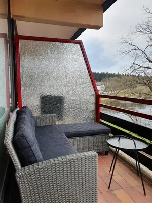 Ein Sitzbereich in der Unterkunft Apartment am Bocksberg