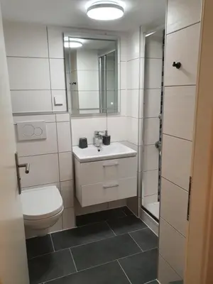 Ein Badezimmer in der Unterkunft Apartment am Bocksberg