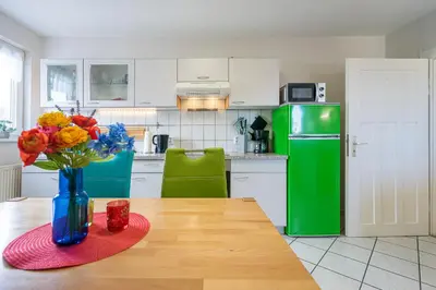 Küche/Küchenzeile in der Unterkunft Appartement am Westerntor III