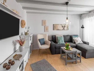 Ein Sitzbereich in der Unterkunft Ferienwohnung mit Sauna in Ballenstedt