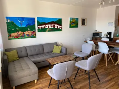 Ein Sitzbereich in der Unterkunft Bellavista