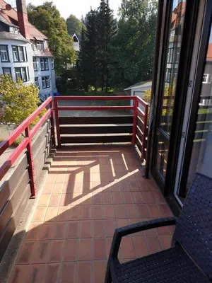 Ein Balkon oder eine Terrasse in der Unterkunft FeWo Nina Exklusiv Design mit Bergblick