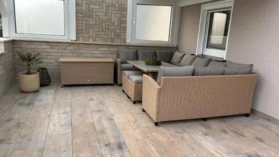 Ein Sitzbereich in der Unterkunft Ferienhaus Harzglück