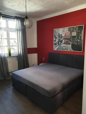 Ein Bett oder Betten in einem Zimmer der Unterkunft Ferienwohnung Leonie