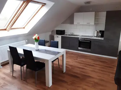Küche/Küchenzeile in der Unterkunft Ferienwohnung Günther am Park