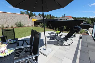 Ein Patio oder anderer Außenbereich in der Unterkunft Haus HarzHirsch